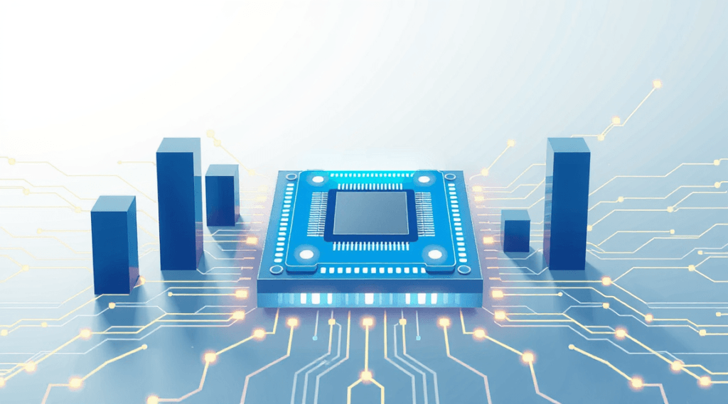 TSMC 실적 서프라이즈와 2026 AI 투자 수요를 상징하는 반도체 웨이퍼 일러스트