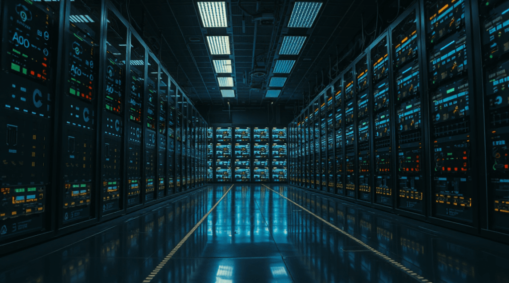 소버린 AI 관련주 — 국가 AI 데이터센터 인프라를 상징하는 서버룸 전경