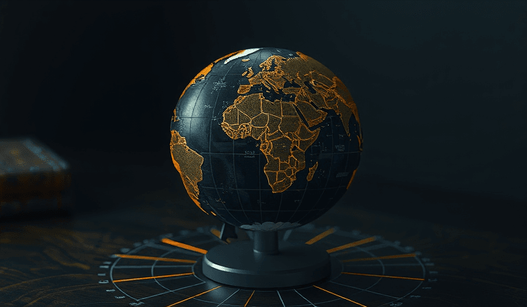 소버린 AI 개념 — 국가별 AI 주권을 상징하는 회로 지구본