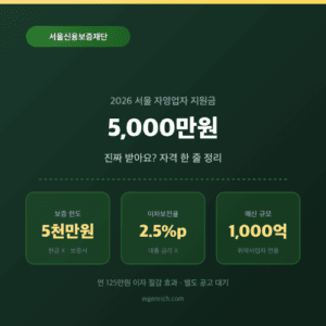 서울 사장님 5,000만원 진짜 받아요? 자영업자 지원금 자격 한 줄 정리 2026