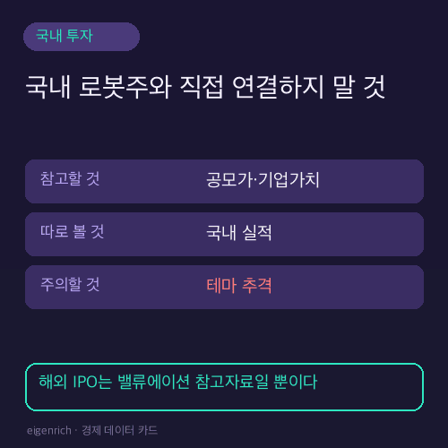 유니트리로봇 IPO와 국내 로봇주를 비교할 때의 주의점 카드