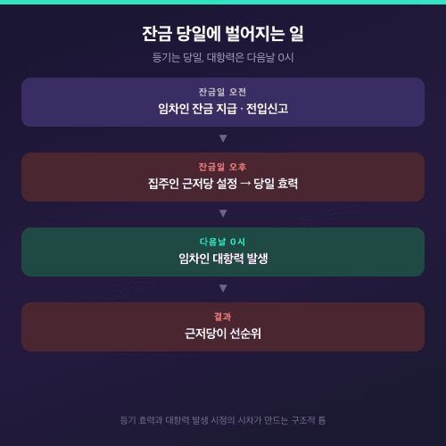 잔금 당일 근저당 설정과 대항력 발생 시점 시차 타임라인